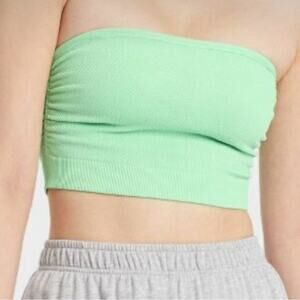 Tube Top with Straps Seamless Green XS Crop Top